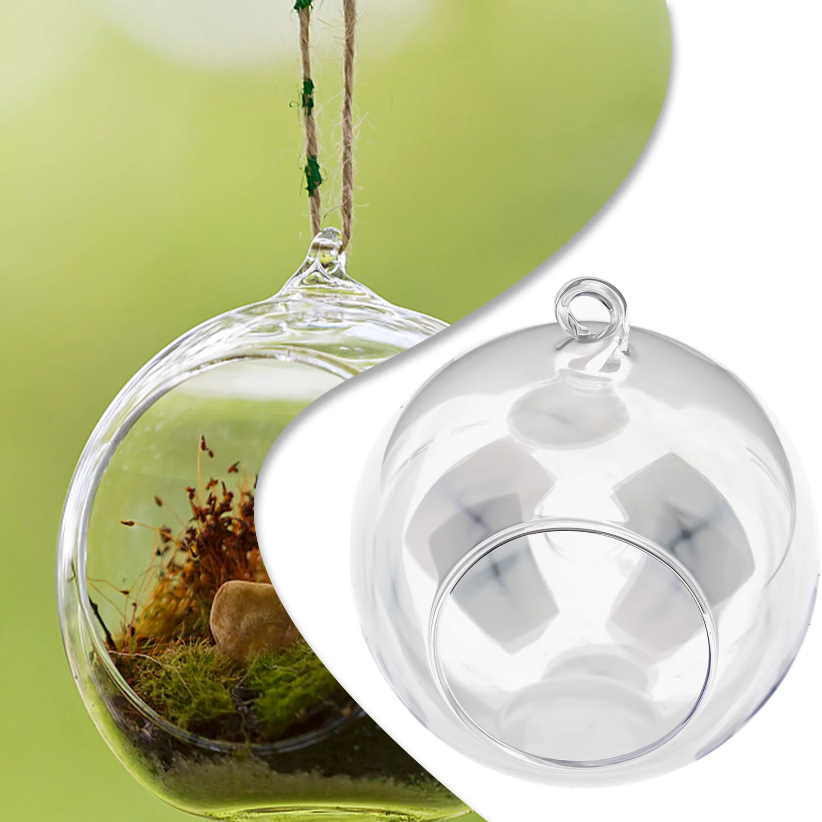 Hanging Glass Ball Vase Succulent Plant Terrarium Container Flower Pots Design With Open Mouth Easy To Fill With Ornament