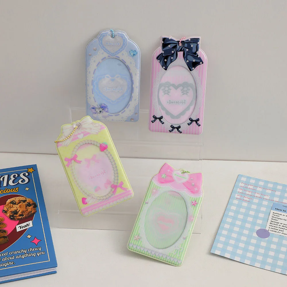 INS Bowknot Photocard Holder Cartoon 3 Inch Ins Idol Photo Sleeve Postcard Protector Card Sleeve Id Card Holder Stationery