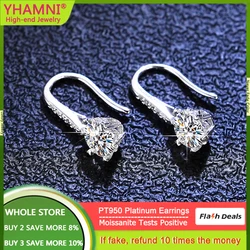 Luxury Platinum Earrings Real 5mm Moissanite Diamond Stud Earrings for Men Women PT950 Platinum Needle Earrings Fine Jewelry