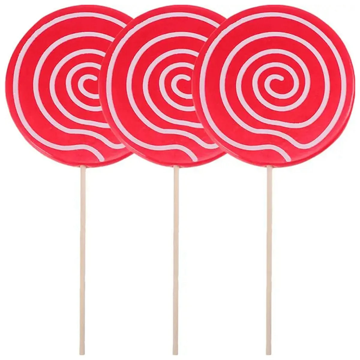 3Pcs Simulated Lollipop Prop Fake Lollipop Model Candy Ornament Wedding Festival Decoration,Red