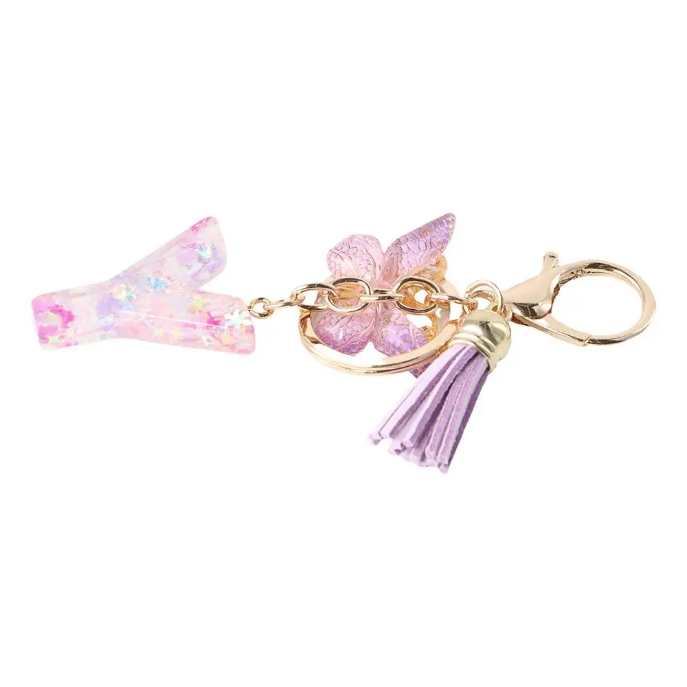 A To Z 26 A To Z 26 Alphabet Keyring Initials Alphabet Purple Snowflakes Purple Snowflakes Letter Keychain Tassel Sequin Filled