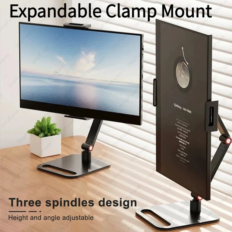 

3-Level Height Adjustable Monitor Stand, Expandable Clamp Mount for Laptop, Phone & External Screens