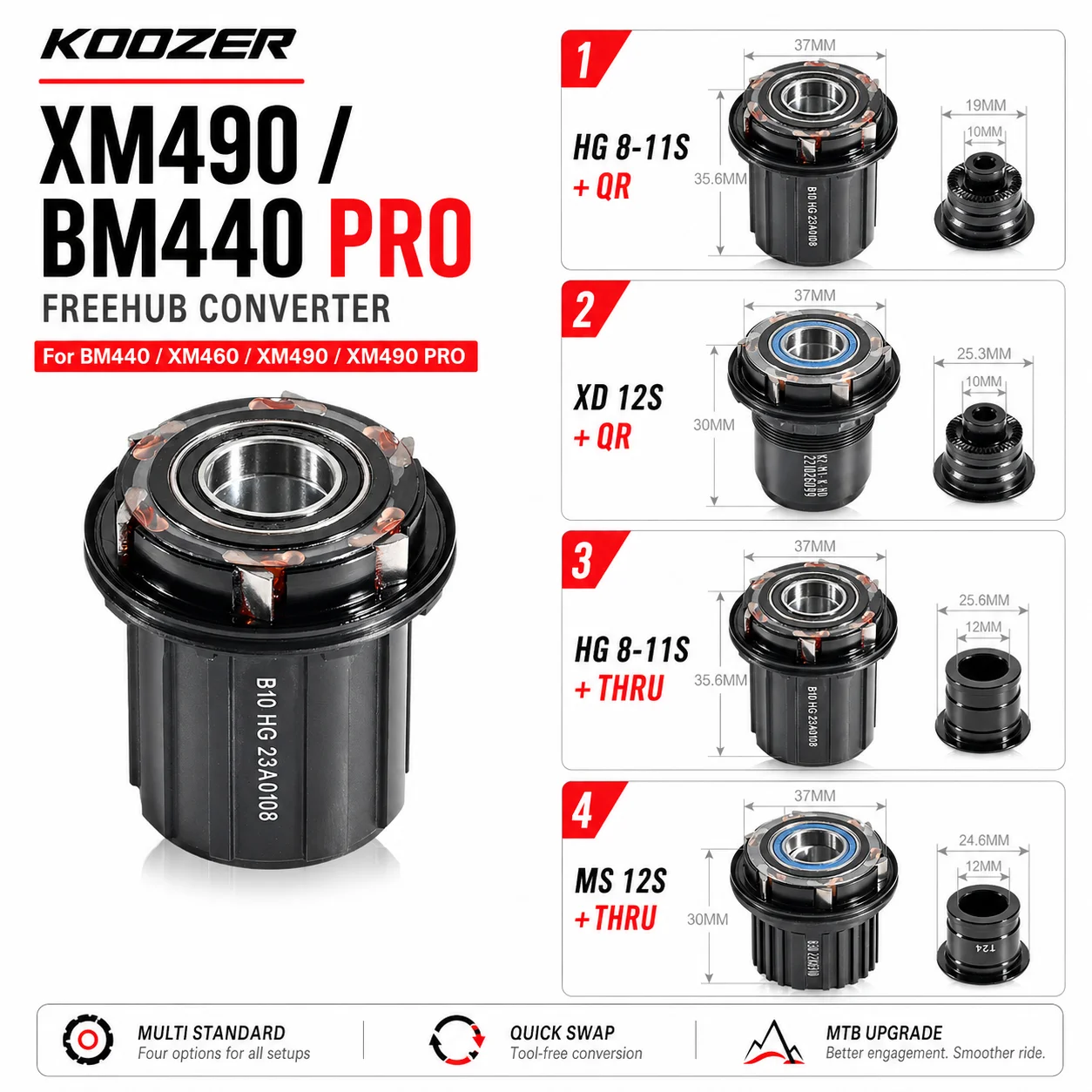 Koozer 11S 12S Freehub XM490 BM440 PRO MTB Bicycle Hubs Converters Mountain Bike End Cap Adapter 8 9 10 11Speed XD