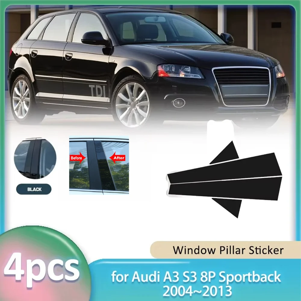 Adhesivo para el Marco de la Ventanilla del Coche Audi A3 S3 8P Sportback 2004~2013 2005, Cubierta para el Pilar BC, Adhesivo Decorativo para la Puerta, Accesorios
