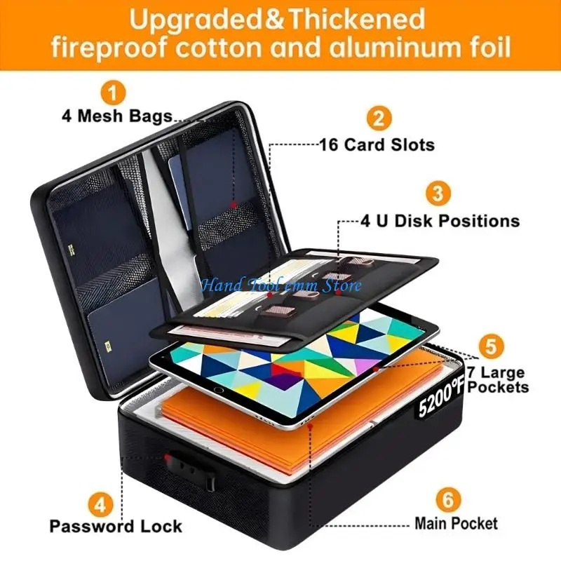 Picture 6: H37F Fireproofs Waterproof Document Storage Box Combination Lock Large Organizers