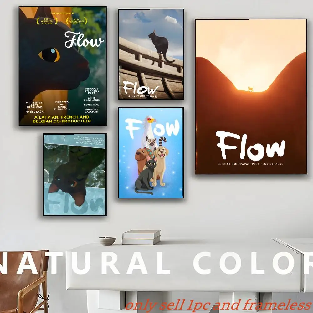 Flow Cartoon Movies Poster Self-adhesive Painting with prints Home bedroom living room decoration
