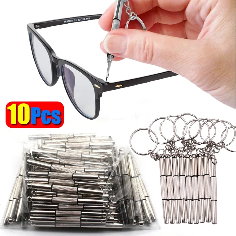 2-12pcs Multifunctional Mini Screwdriver 3 In 1 Screw Driver Glasses for Phone Watch Screw Repair Tool Steel Keyring Key Chain