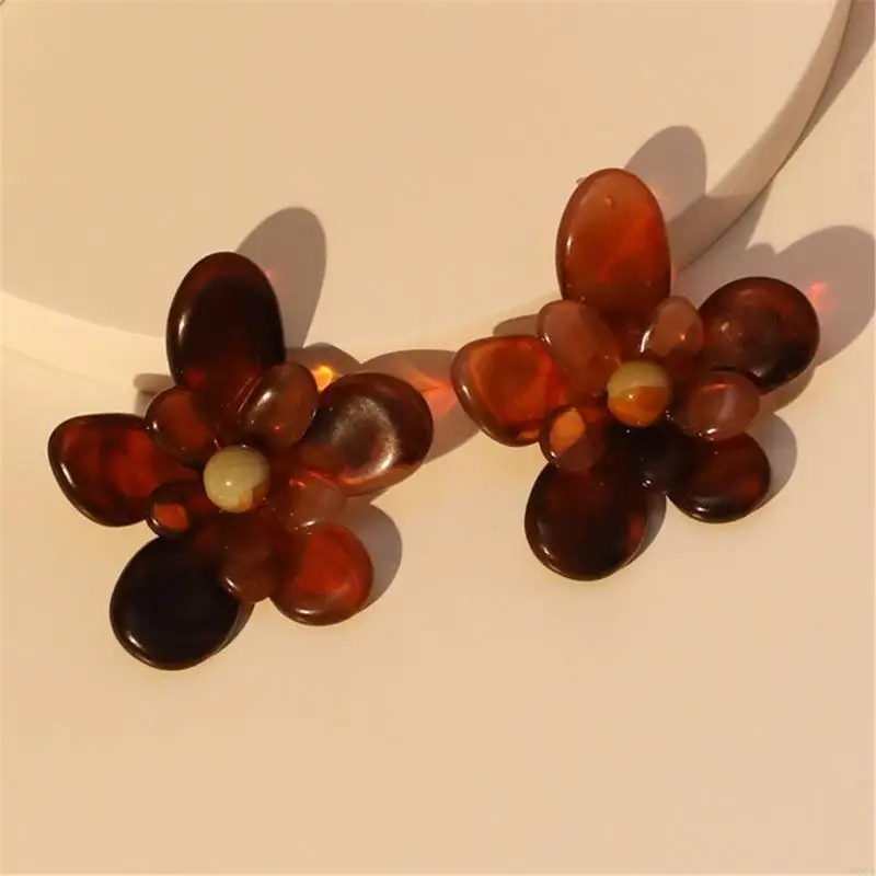 W0YA خفيفة الوزن الأزهار الأزهار الأزرار أقراط الراحة أنيقة ملحقات الأذن للاطلاع على البشرة الحساسة في المناسبات اليومية #5