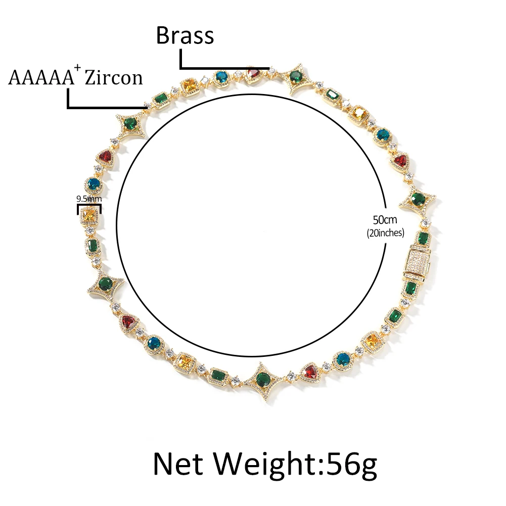 Uwin Colored Zircon Necklace Iced Out Cubic Zirconia Choker Hip Hop Fashion Jewelry Full Color Range