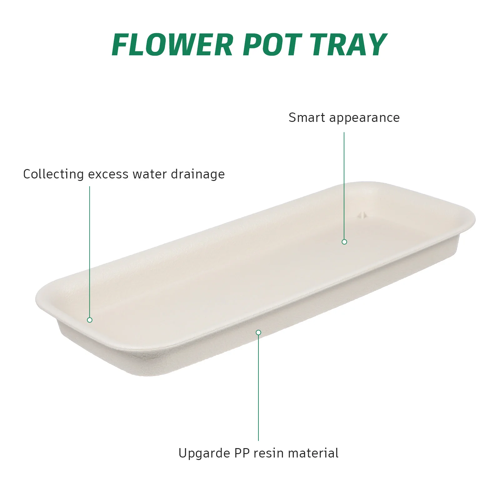 

5pcs Rectangular Water Trays Durable Plant Pots Plastic Beige Extra Small Heat Resistant PP Material Flower Pot Saucer Garden
