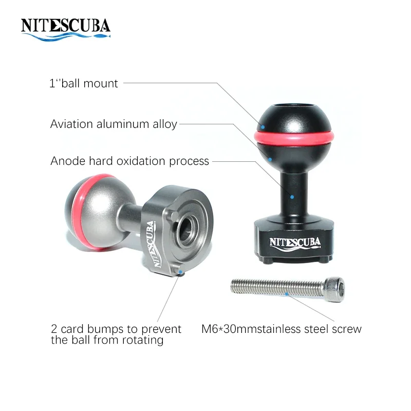 Nitescuba Diving Flashlight Adapter 1 Inch Ball Mount Adaptor For Inon Strobe Z330 D200 S2000 Underwater Photography Accessory