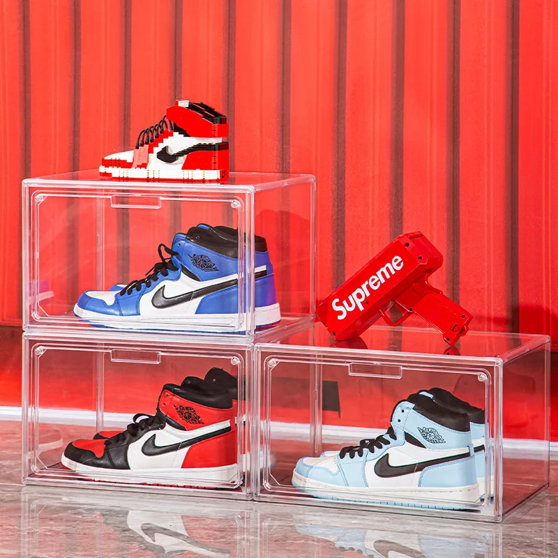 1 Pack Transparent Acrylic Magnetic Side-opening Shoe Box, Dust-proof Bag Storage Box, AJ Sneaker Storage Display Cabinet