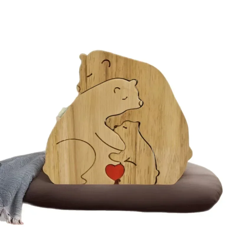 Personalized wooden ornaments, bear-shaped home ornaments, wooden handicrafts, decorative carvings