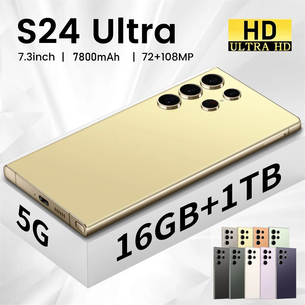 Nuevos teléfonos móviles S24 Ultra 7.3HD, teléfono inteligente Original 5G Dual SIM Android 14, teléfono móvil 7800mAh 108MP, versión Global