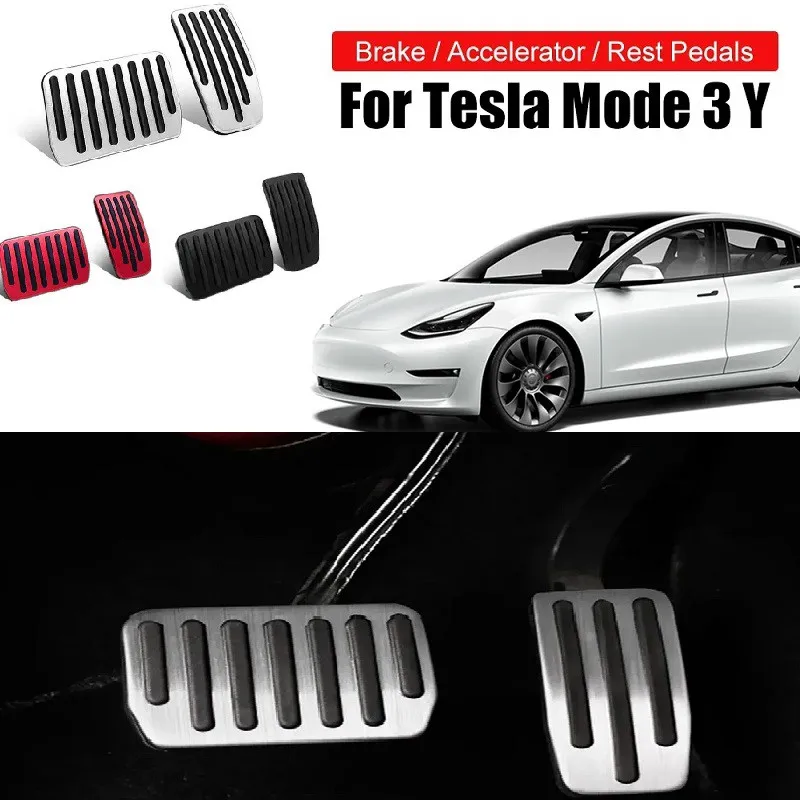 Accelerator Brake Pedal Pads Covers For Model Y 2023 2024 Tesla Model 3 Highland Brake Metal Cover 2021 Auto Accessories 