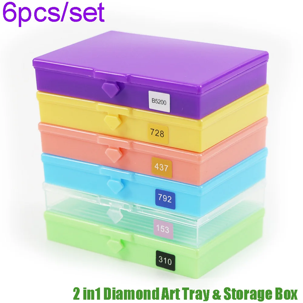 6pcs 2 in1 Diamond Art Tray & Storage Box, Diamond Painting Tray Tools, Storage Organizer Box for DIY Crafts Accessories Jewelry