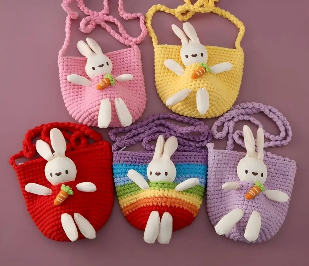 

Вязаная крючком милая розовая юбка с кроликом, детская шляпа с травой, шляпа принцессы, комплект сумки, детская солнцезащитная шляпа от солнца, детская пляжная шляпа