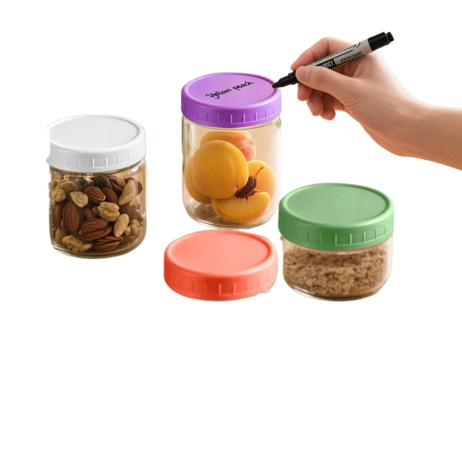 

12 Pcs Multicolor Wide Mouth Mason Jar Lids, Non-Slip Snug Fit Mason Jar Lids Various Brands–Leak-Proof and Food Grade Stackable