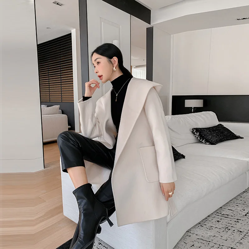 2025 Women's 100% Cashmere Thick Double sided Long Jacket Classic Multi functional Fashion Suitable for Business