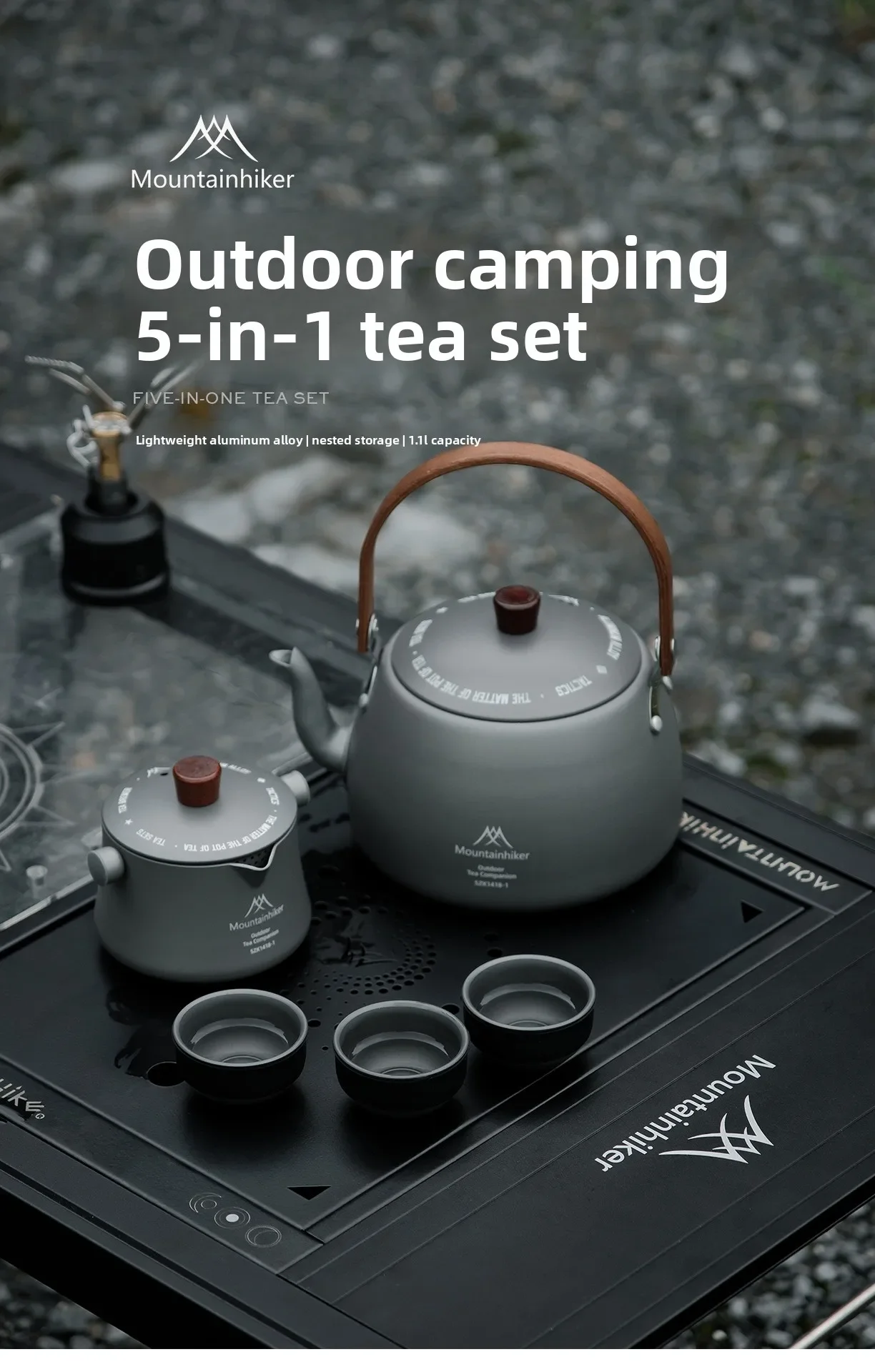 MOUNTAINHIKER Reise-Tee-Set Outdoor Tragbares Mochuan Tee-Set Teefilter Teekanne Teetasse Tee-Zubereitungs-Utensilien Teegeschirr-Sets – Detail 1
