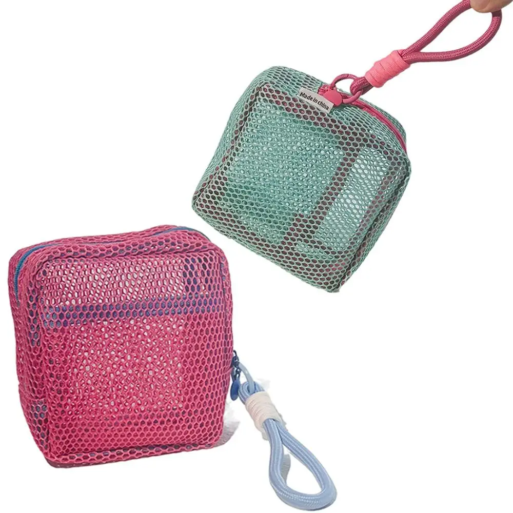 

Handle Mesh Zipper Bags Lightweight Transparent Portable Makeup Pouch Reusable Wear-proof Travel Kit Organizer Daily