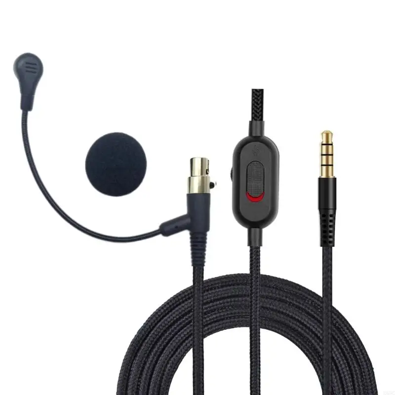 E65C Convenient Headphone Microphone Cord For Q701/K712/K702/K240 Headsets Cable for Voice Chats and Easy Call Answering