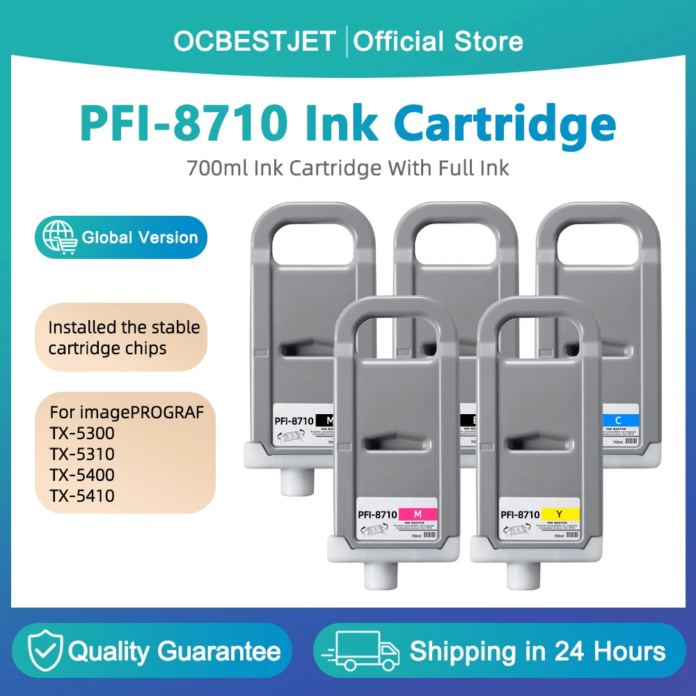700ML For Canon PFI-8710 PFI8710 Full Ink Cartridge With Pigment Ink For Canon imagePROGRAF TX-5300 TX-5310 TX-5400 TX-5410