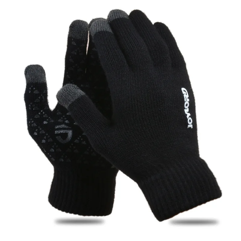 

Men Knitted Touch Screen Gloves Soft Elastic Wool Warm Fleece Non-slip Gloves Winter Triangular Silicone Non-Slip Cycling Gloves