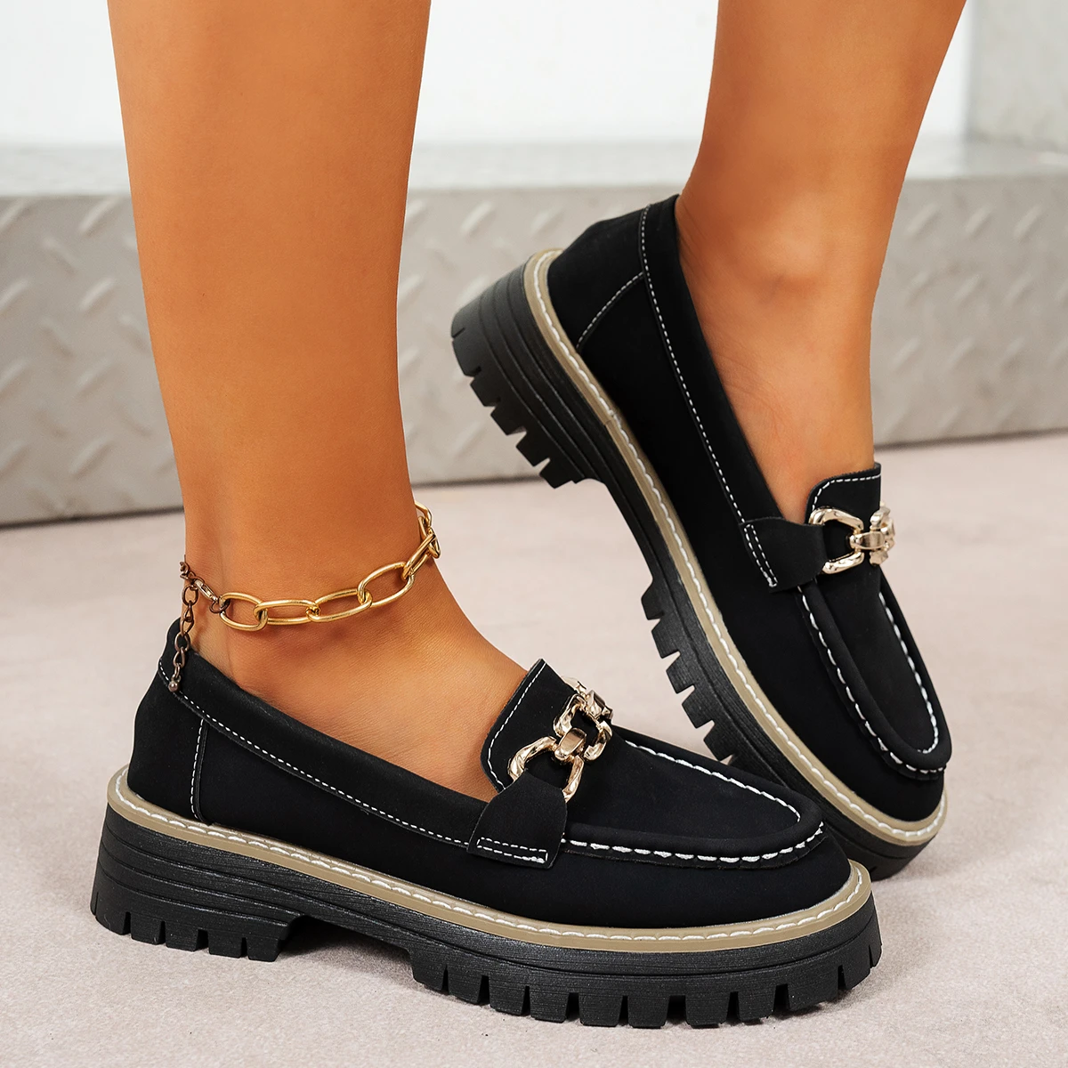 

Women Retro Platform Shallow Loafers Slip on Thick Bottom Sneakers Women 2025 Round Toe Designer Shoes Women Zapatos De Mujer