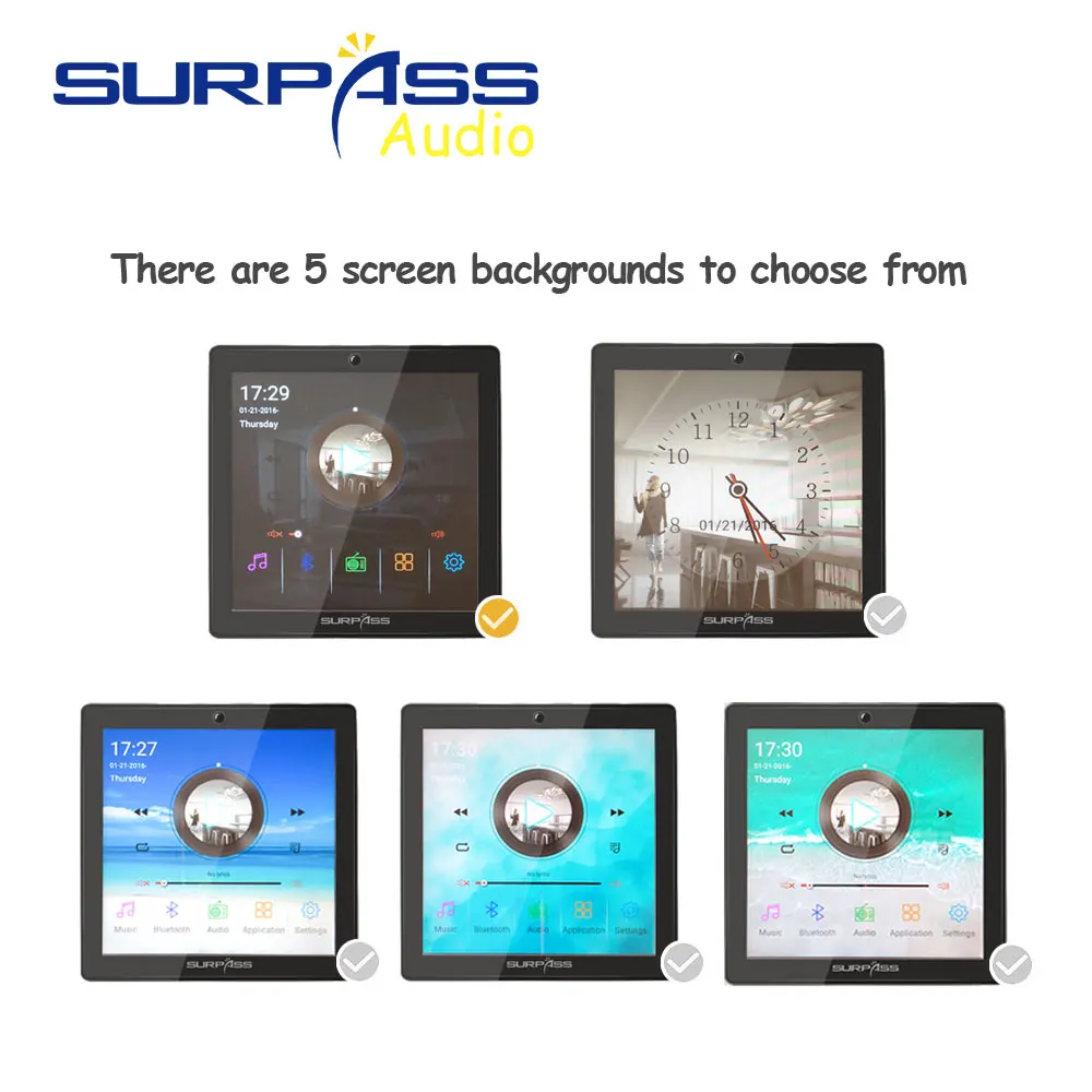 Smart WiFi Bluetooth Wall Audio Music System Amplifier Mini 4inch Touch Screen Home Theater Cinema Digital Stereo Amp USB/TF/FM