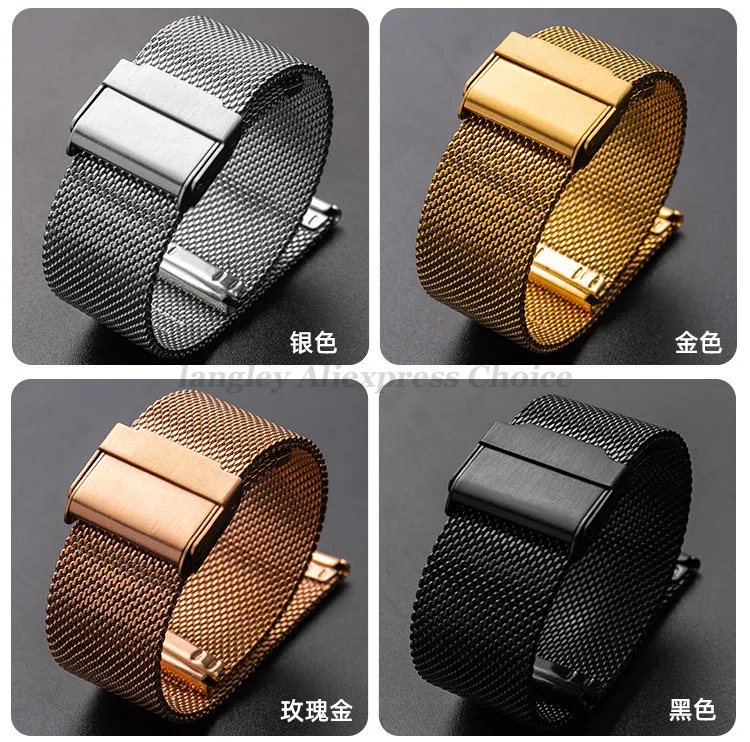 0.4/0.6mm 메쉬 스테인레스 스틸 시계 스트랩 18mm 20mm 22mm 화웨이 시계 GT4 46mm 퀵 릴리스 밴드 범용 루프 손목 밴드