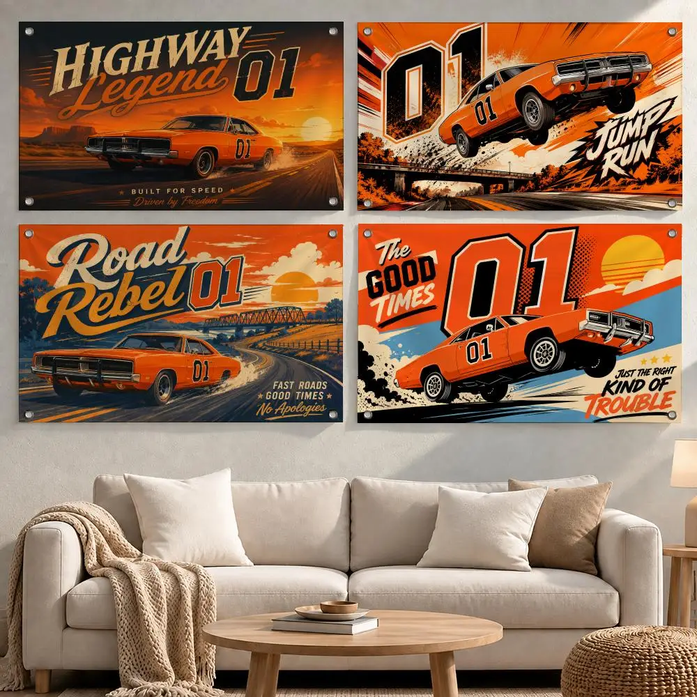 TV Series The Dukes of Hazzard Flags wall flag fabric hanging flag room decor apartment living room photo corner