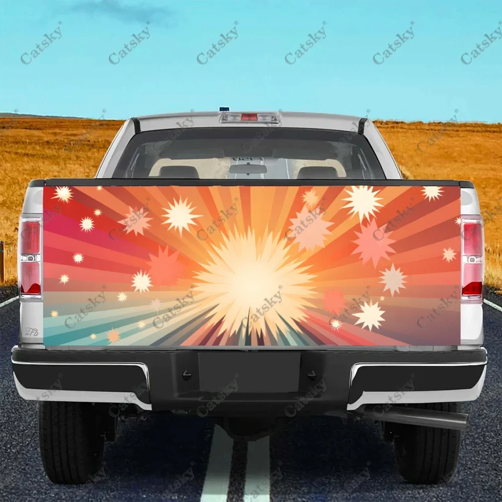 

Radiating Starburst Pattern Truck Tailgate Wrap Professional Grade Material Universal Fit for Full Size Trucks Weatherproof