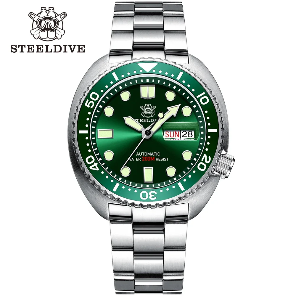 STEELDIVE SD1972 Sapphire Glass 45mm Steel Case Super Luminous Day and Date Function 200M Waterproof NH36 Automatic Dive Watches