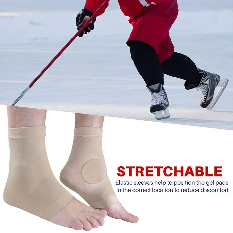 1 Pair Soft Ankle Gel Bandage Support Elastic Nylon Foot Sleeve Heel Ankle Protect Horse Riding Foot Care for Ice Figure Skating