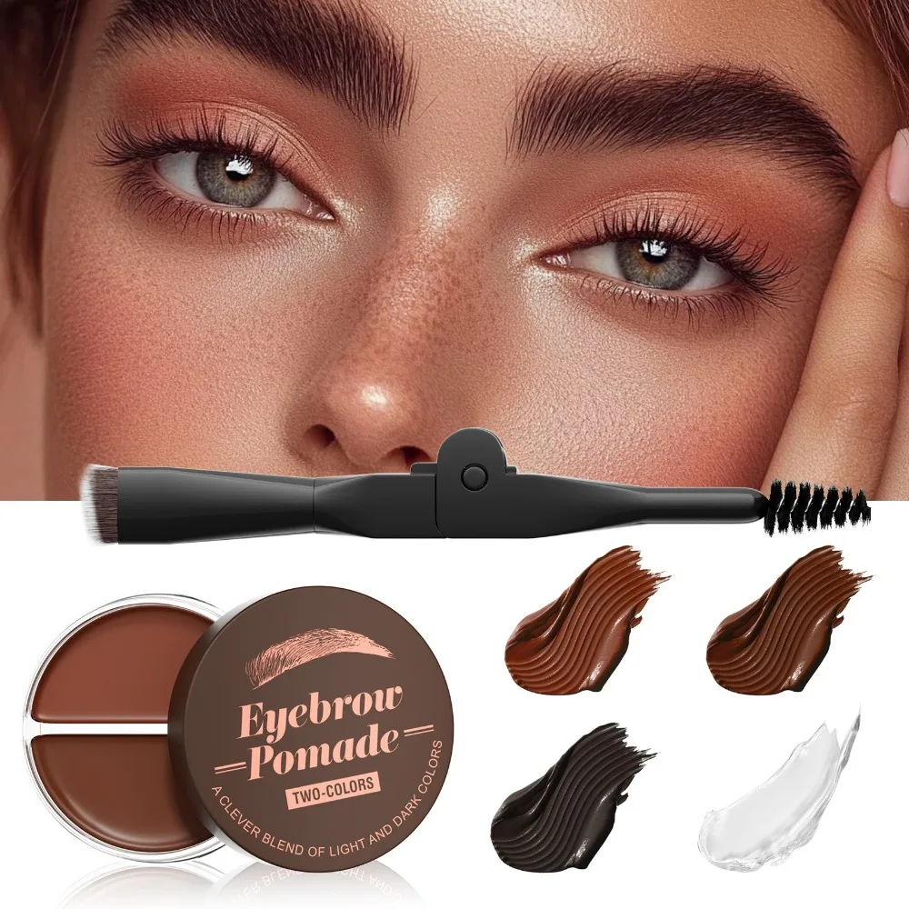 

Portable Waterproof Eyebrow Dye Cream Sweat-proof Long-lasting Two-color Eye Brow Cream Tinted Black Makeup Shading Kit Makeup