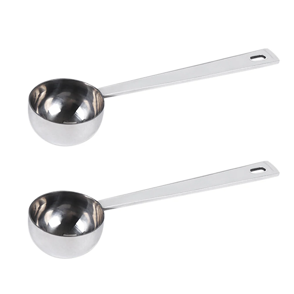 

2pcs Stainless Steel Milk Powder Spoon 15ml Measuring Scoop for Coffee Beans Tea Long Handle Easy Storage Kitchen Tool