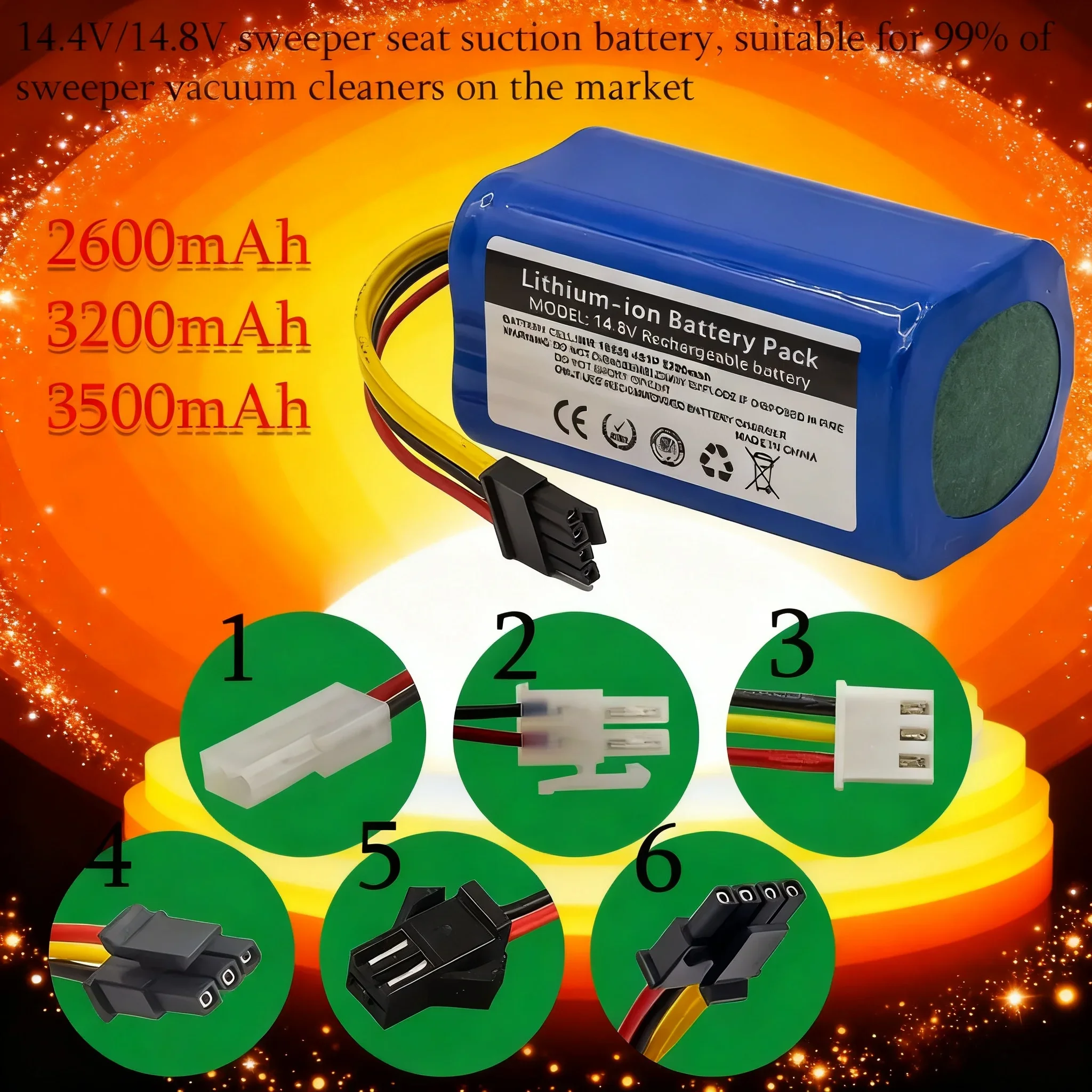 

14.8V14.4V 4S1P3500Ah Battery Compatible with Panasonic XIAOMI Liectroux Proscenic Eufy RoboVac Bagotte Coredy ILIF Vacuum C