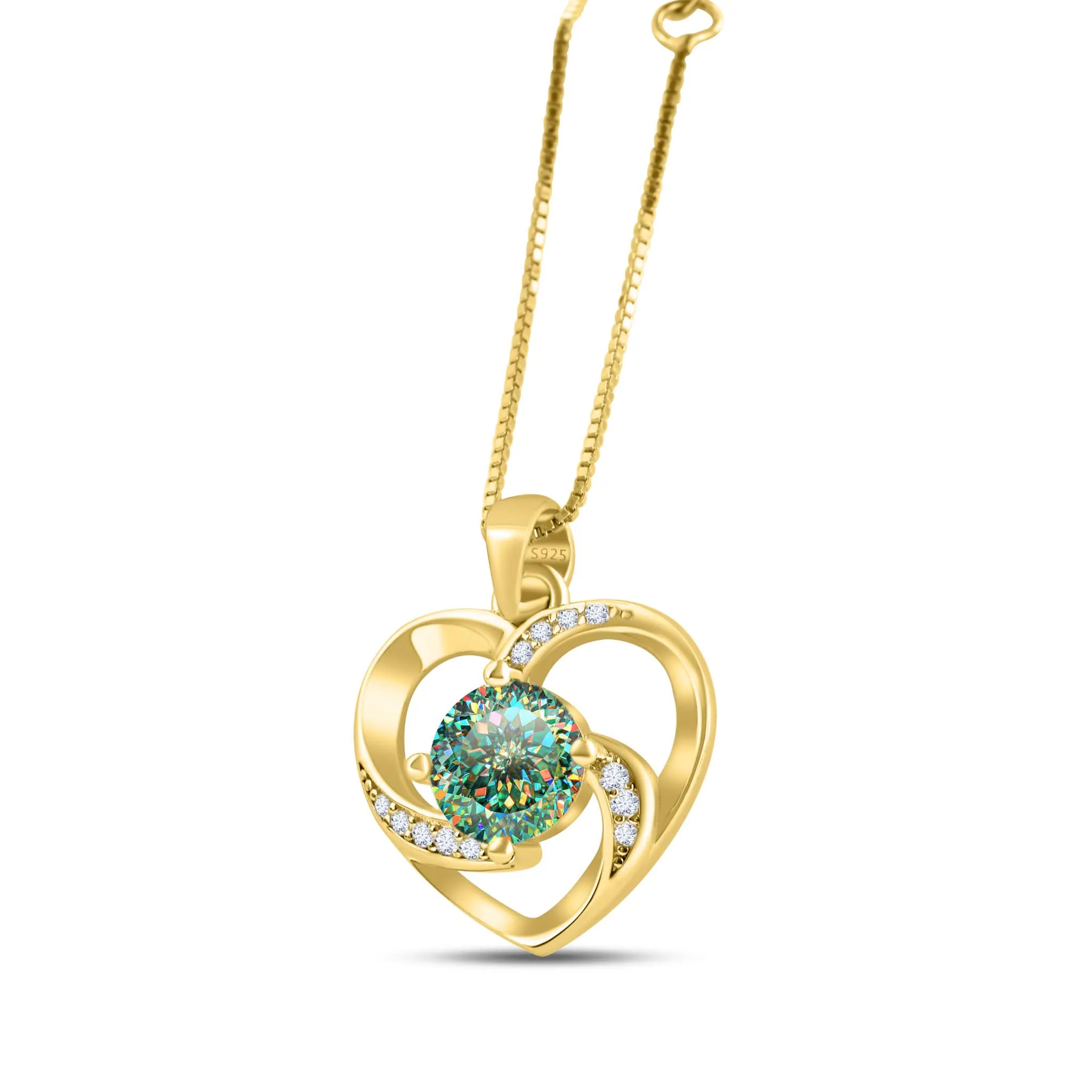 Classic 1.0 Carat 6.5mm Moissanite Pendant Necklace Yellow Gold Color 925 Sterling Silver Wedding Fine Jewelry Daing Gift view 4