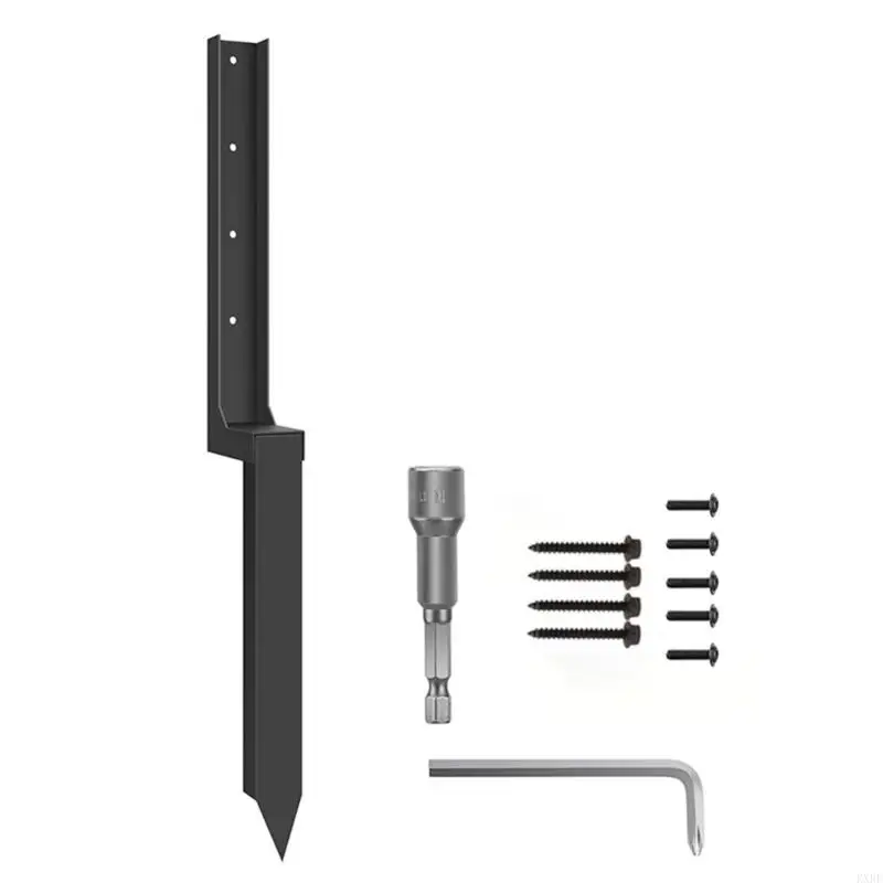 

Fence Post Ground Spikes Heavy Duty Steel Fence Post Repair Stake Kits with Ground Spikes Support Set for Tilted Broken KXRE