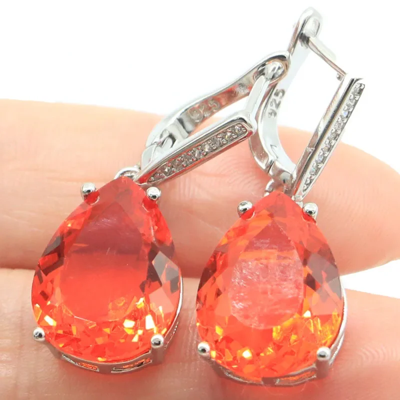 9g Customized 925 SOLID STERLING SILVER Earrings Luxury Drop Shape Alexandrite Topaz Spessartine Garnet Golden Citrine Woman's W