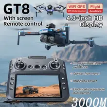 Drone profissional gt8 8k grande angular hd 1080p câmera wifi fpv altura segurar dobrável rc drone quadrotor helicóptero brinquedos das crianças