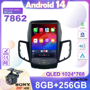 포드 피에스타 MK7 2009 -2017 용 자동차 라디오, GPS 네비게이션, 스테레오 멀티미디어 플레이어, 카플레이 수직 스크린 헤드 유닛, 안드로이드 14