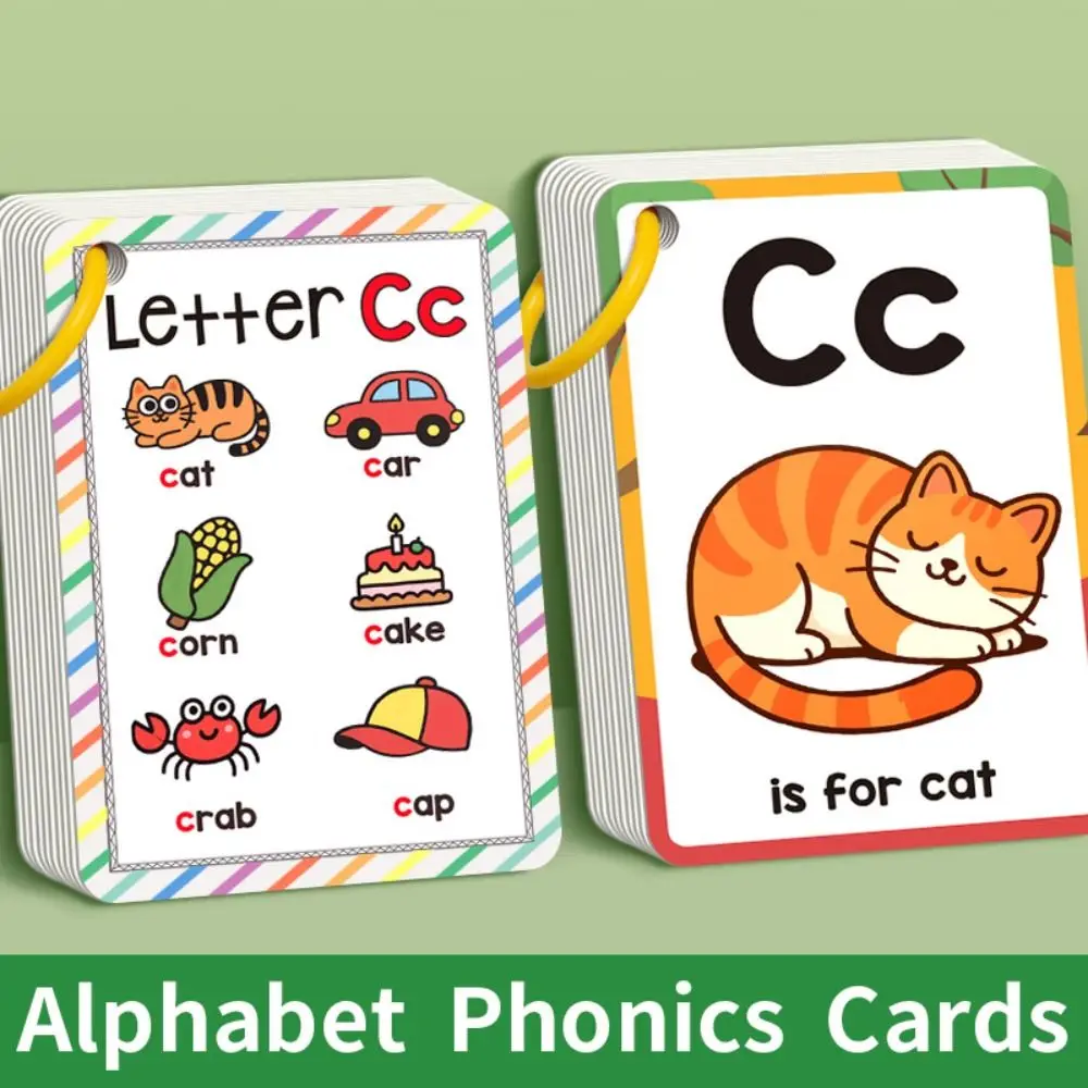 26 Letters English Alphabet Cards A-Z Cards 156 Words Montessori Learning Cards with Pictures Colorful Design