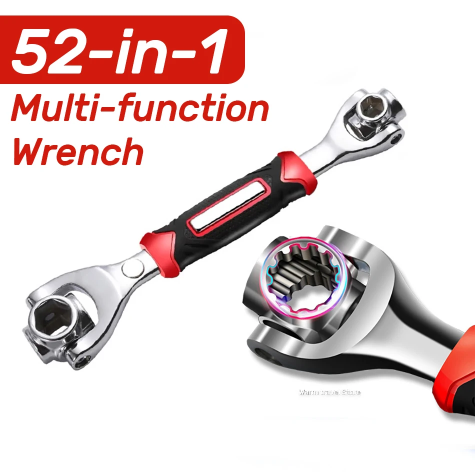 

Универсальный набор инструментов 52 в 1: торцевые ключи с многофункциональным поворотом на 360 градусов ° Гаечный ключ с вращающейся головкой для ремонта дома и автомобиля
