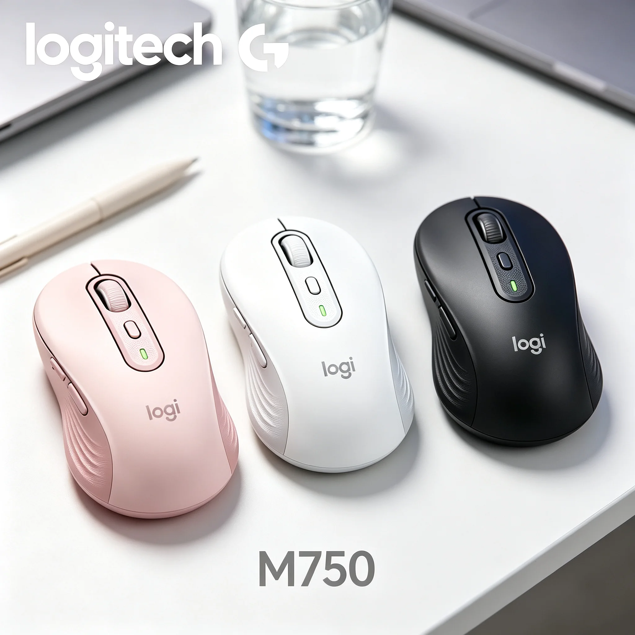 Logitech M750 Sleek Wireless Gaming‑Office Mice Harmonize With Minimalist CS Game Desk And Formal Contract Business Office