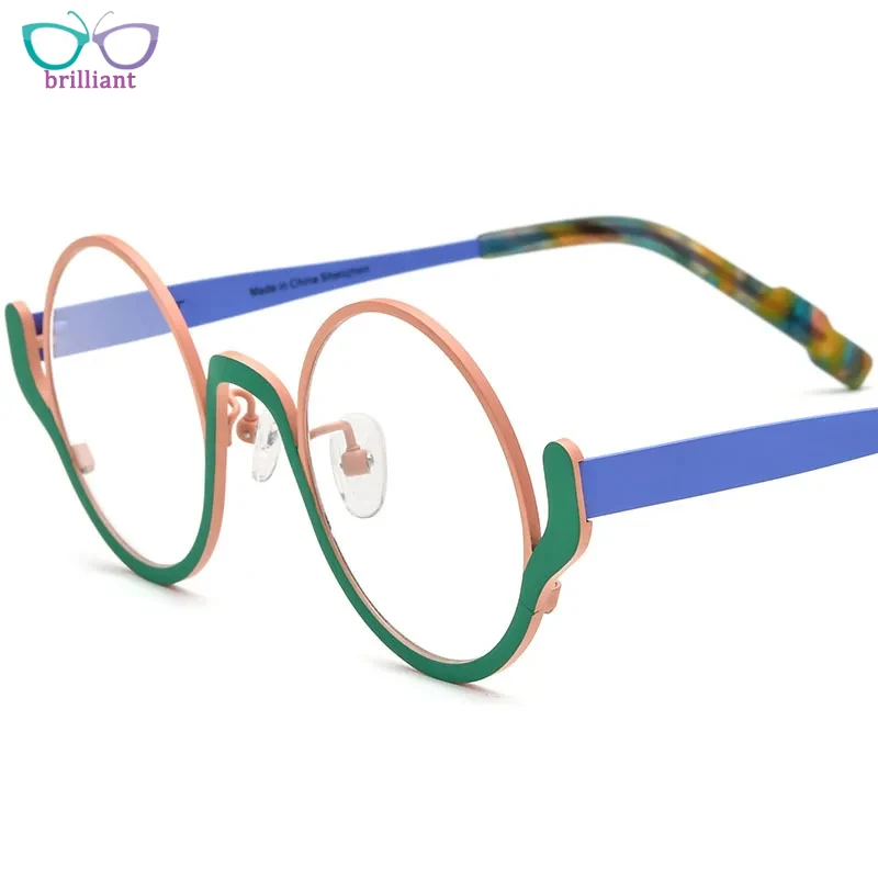 Colorful Ultra Light Pure Titanium Circular Eyeglass Frame for Men Women with Myopia Anti Blue Light Color Changing Glasses New