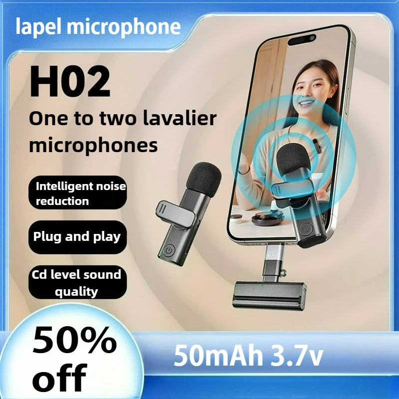 

Wireless lavalier microphone, recording microphone,1-to-2 receiver, noise cancelling microphone, mobile live streaming recording