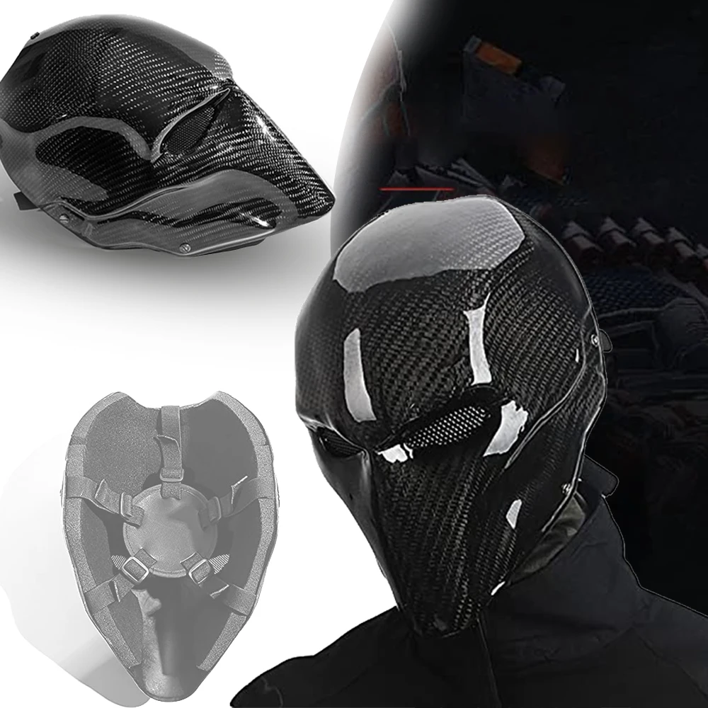 Tactical Full Face Carbon Fiber Mask Skull Masks for Airsoft Paintball Shooting Halloween Party Helmet Protection Face Cover