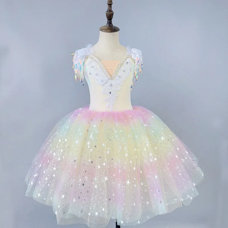 المهنية الباليه توتو فستان الفتيات الاطفال راقصة الباليه زي حفلة الباليه أزياء رقص في سن المراهقة الفتيات قاعة الرقص ملابس الباليه الاطفال #2